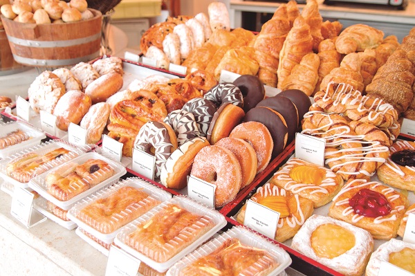 Bread and bakery corner at bakery store